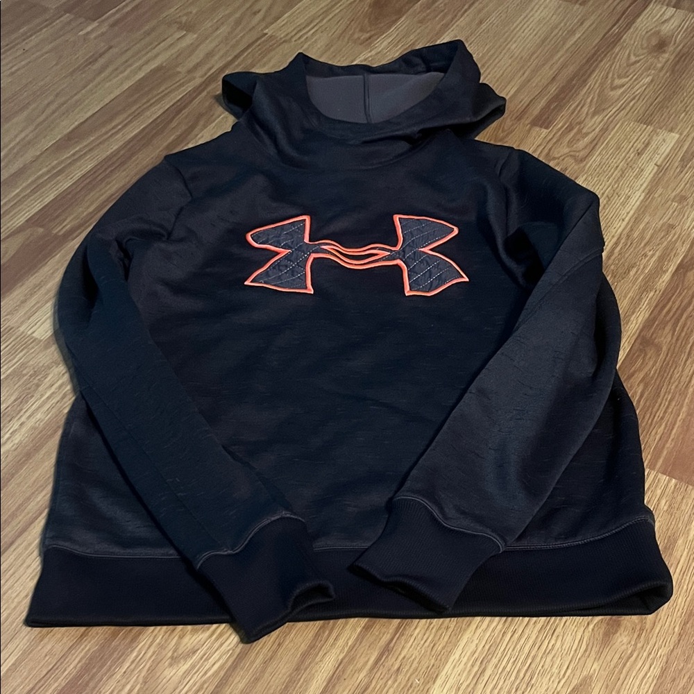 Under Armour Men's Dark Charcoal Turtleneck Sweater with Orange Logo